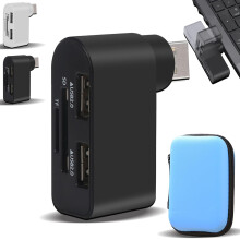 4 in 1 Rotatable USB C Hub Adapter with 108 Swivel Connector for Laptop and Tablet, Black