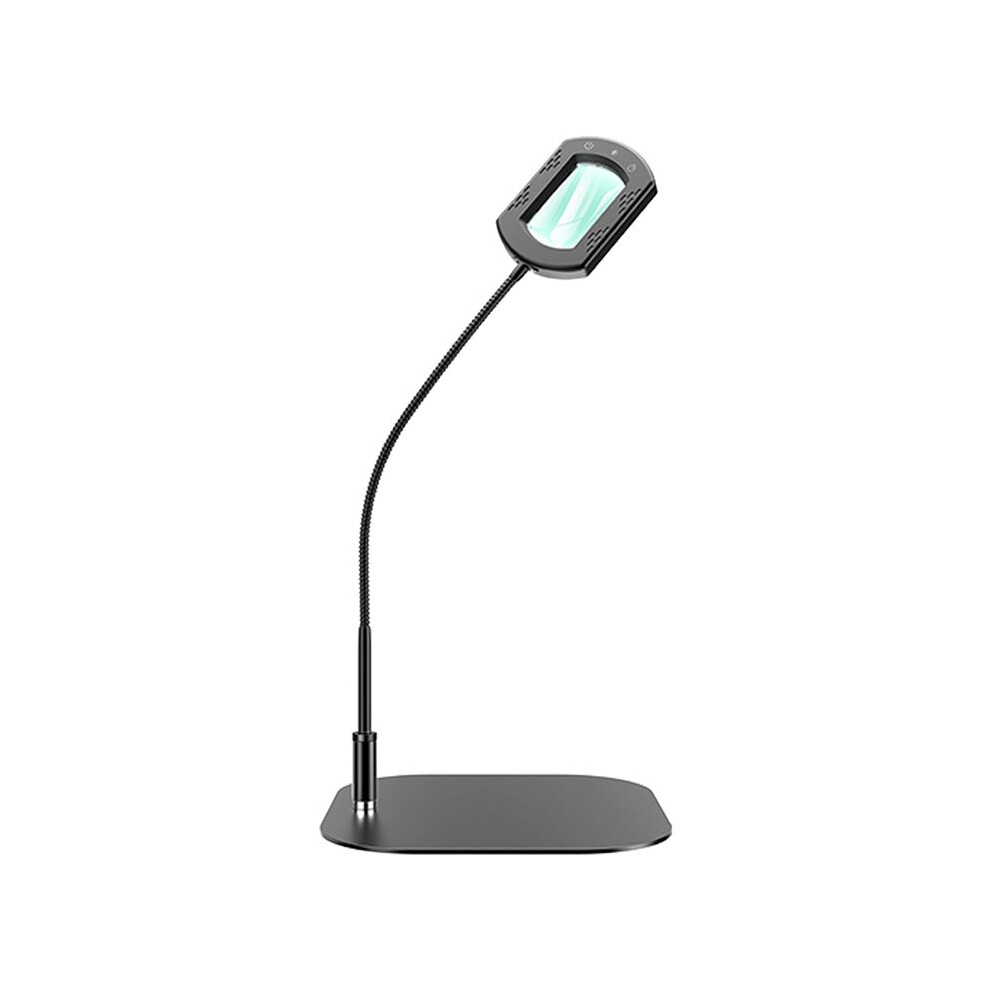 Tauoh 10X Rectangle Magnifying Glass With Light And Stand, Flexible Gooseneck Led Lighted Desk Lamp, 5 Color Modes