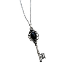Trendy Unisex Alloy Key Pendant Necklace With Intricate-Black