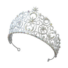 Romantics Wedding Hair Crown Queen Headband-fancy silver