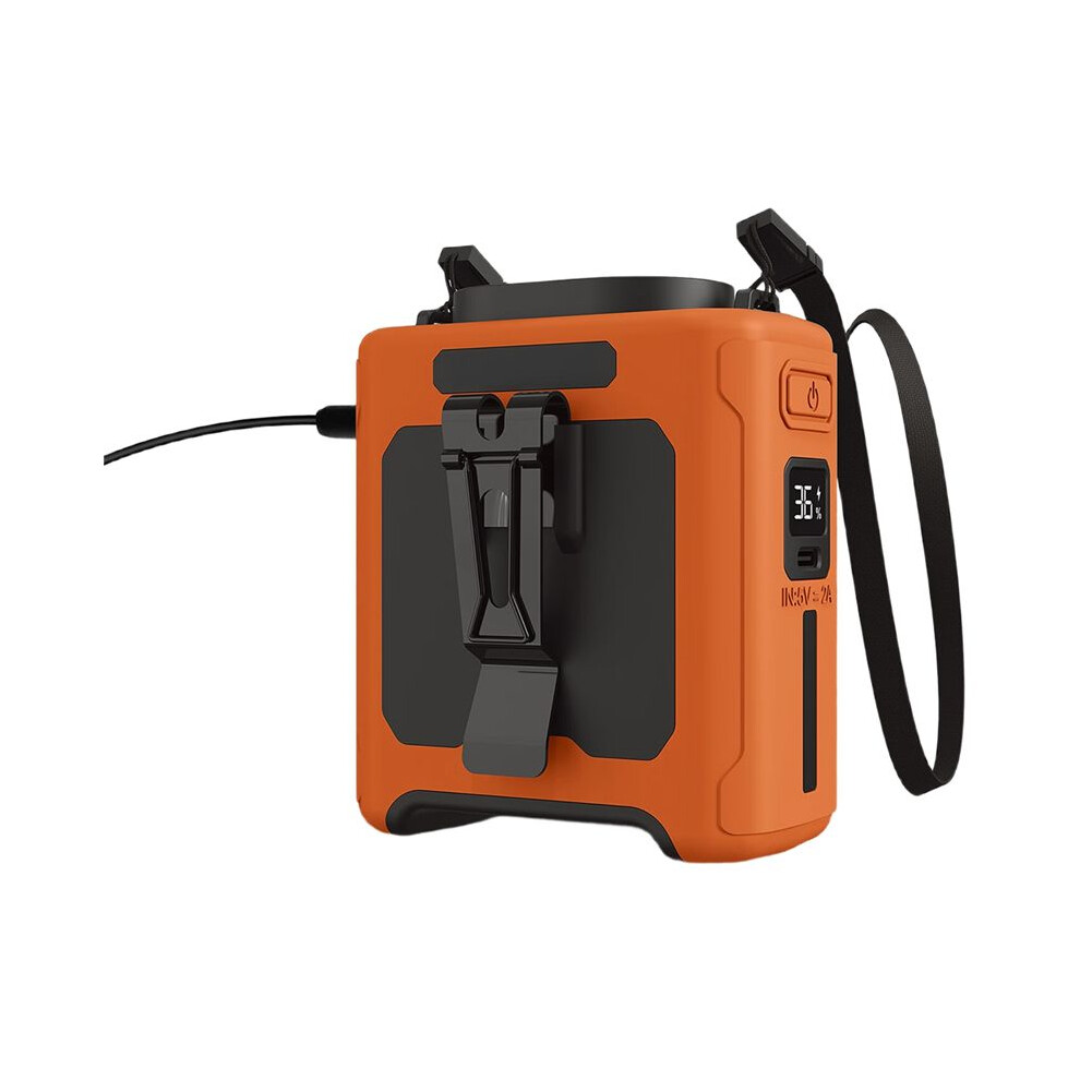10000Mah Portable Waist Fan With Power Bank Led Lighting Hanging Neck Fan 5 Speed Strong Airflow Cooling Fan Orange 6032296769709