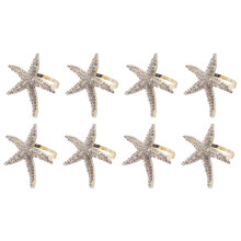 8 Pack Crystal Starfish Napkin Rings,Rhinestone Napkin Napkin Holders for Wedding Party, Beach Table Decor