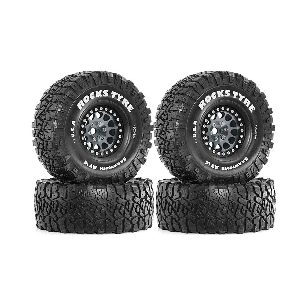 4Pcs 120Mm 1.9Inch Beadlock Wheel Rim Rubber Tire Set For 1/10 Rc Crawler Car Axial Scx10 Pro Capra Trx4 D90 Grey Tauoh