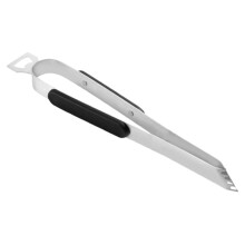 Stainless Steel Barbecue Tongs with Long Handle and Built‑in Bottle Opener for Outdoor Grilling and Camping