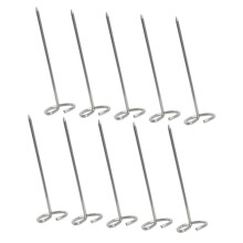 Wide Stainless Steel BBQ Skewers Set of 10, Flat AntiSpin Kebab Sticks for Grilling and Camping