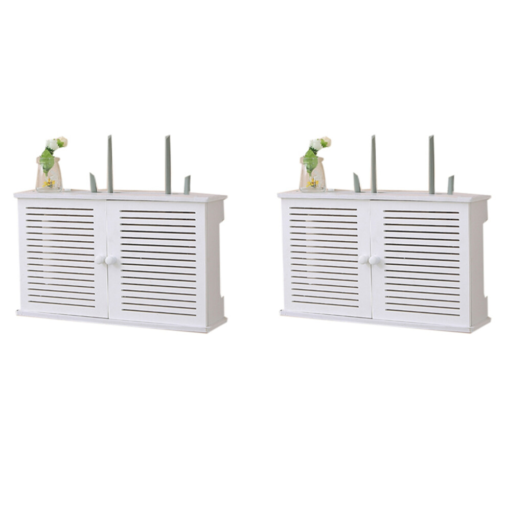 2X Wireless Wifi Router Storage Boxes Wooden Box Cable Power Wire Bracket Wall Hanging Plug Board Shelf 6031540479050