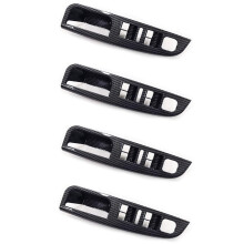 4X Side Grab Handle Carbon Fiber Door Window Control Panel Cover Trims Frame for MK5 5 2005-2009