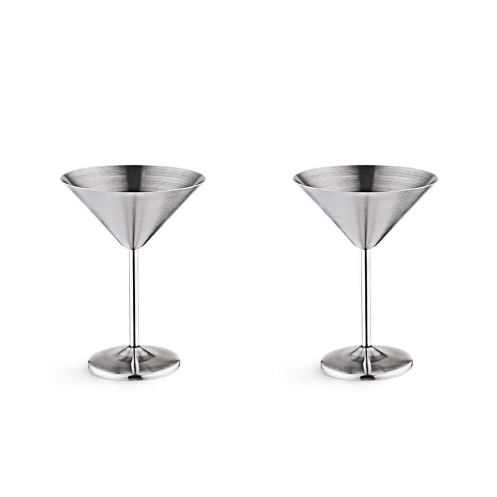Brecantia 2X Stainless Steel Cocktail Glass High Base Wine Glass Unbreakable Wine Glass Metal Bar Champagne Glass Silver
