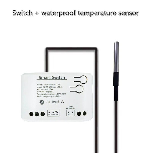 5X Tuya  Zigbee  with Temperature Sensor Passive Dry Contact Zigbee Relay Work with Home Assistant AC 85-250V 1