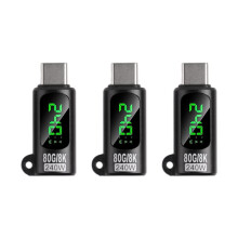 Adaptador de Medidor de Potencia USB C de 240 W, Paquete de 3 con Pantalla Digital LED, Transferencia de Datos de 80 Gbps