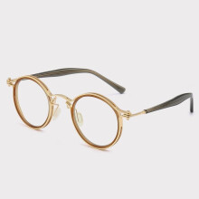 Round Retro Blue Light Blocking Reading Glasses +2.00 Gold with Anti Glare Filter and Spring Hinge for Men and Women