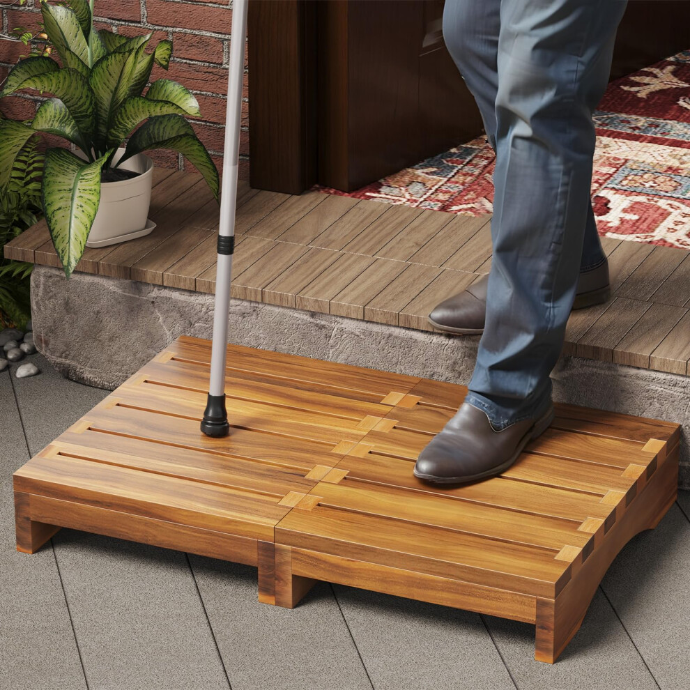 Ergonomic Toilet Stool and Heavy Duty Acacia Wooden Step Platform for Better Posture