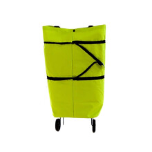 Reusable Folding Shopping Trolley Cart, Compact Green Carrier Bag for Outdoor Grocery and Camping Use
