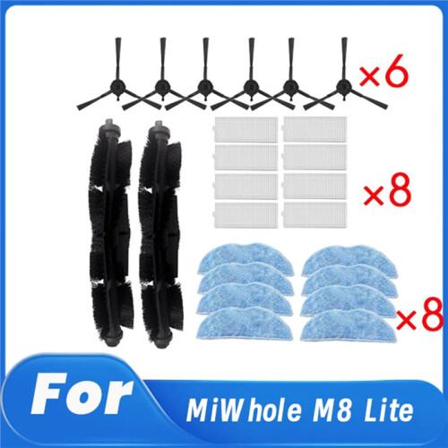 For MiWhole M8 Lite Sweeper Accessories Main Side Brush Filter Rag 1