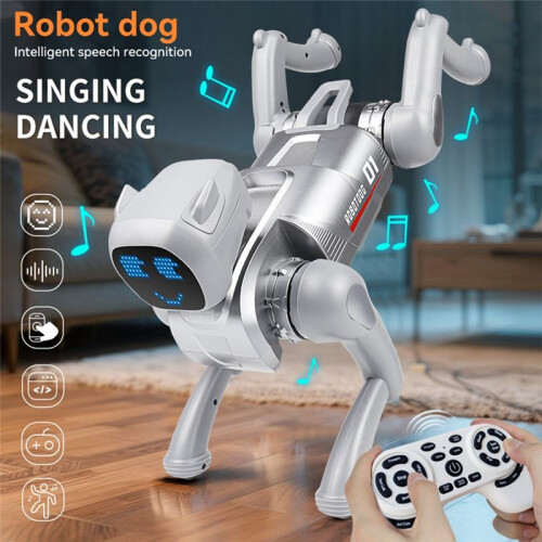 2.4G Intelligent RC Robot Mechanical Dog Voice Dialogue Cute Expression Light APP Remote Control Programming Toy Gray 2
