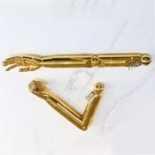 Golden Solid Wood Female Mannequin Display Arm for Jewelry and Watch Showcase, Durable Realistic Model