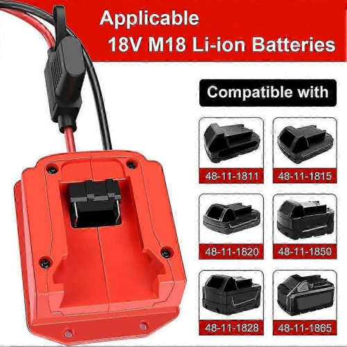 Προσαρμογέας Power Wheels συμβατός με μπαταρία Milwaukee 18V M18 με σύνδεσμο καλωδίωσης κα 2