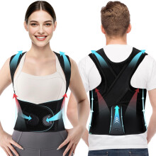Adjustable Back Posture Corrector for Women and Men, Breathable Back Brace for Neck Shoulder Lumbar Pain Relief (Black, Medium)