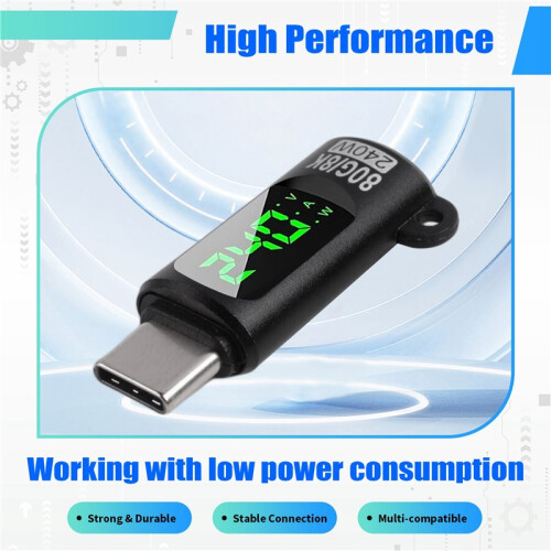 240W USB C Power Meter Tester Adapter, 3-Pack with LED Digital Display, 80 Gbps Data Transfer 2