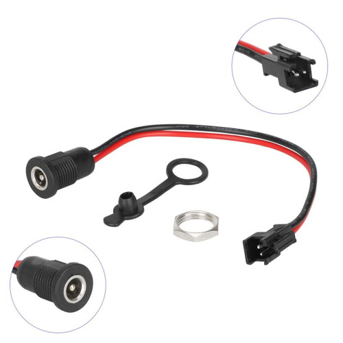 50V  5.5x2.1mm  Power Socket Panel Mount Connector with Metal Nut Buckle 2