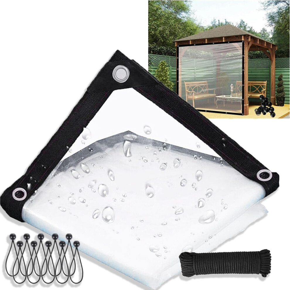 Clear Pvc Tarp 6X11 Ft Heavy Duty Transparent Waterproof Tarpaulin With Reinforced Edges And Rustproof Grommets For Patio Porch Garden 9330225508489