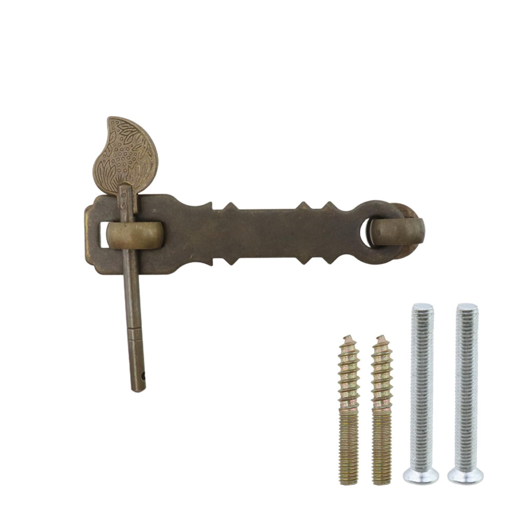 Vintage Brass Hasp Latch Lock 4 Inch Bronze Finish Antique Door Latch For Wooden Boxes And Cabinets 9330225508472