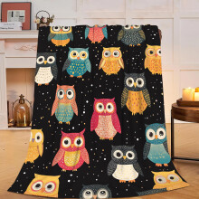 Cute Owl Throw Blanket 50x40 Super Soft Fleece Warm Cozy Plush for Kids Adults Sofa Bed Decor