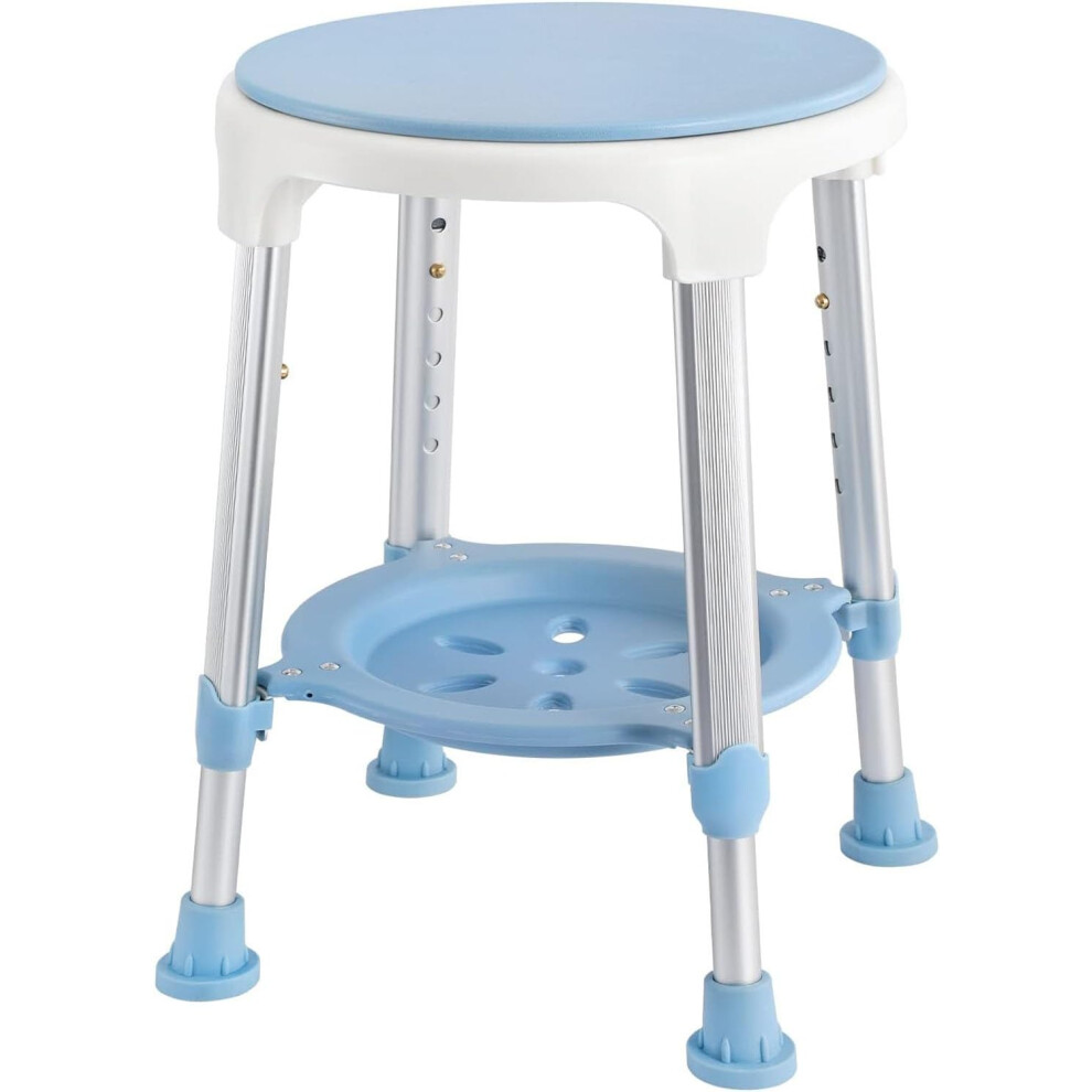 Adjustable Shower Chair with 360 Degree Rotating Seat, Non Slip Height Adjustable Bath Stool for Elderly Seniors Disabled