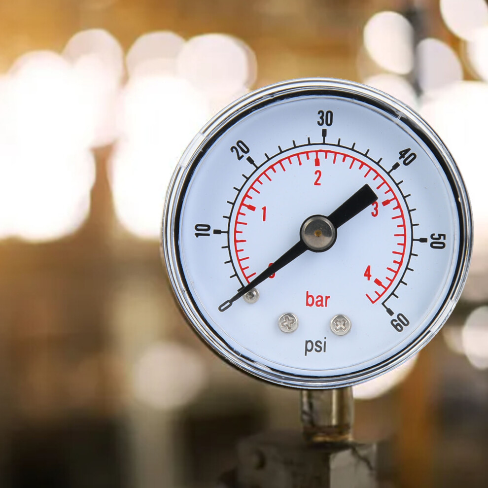 Air Oil Water Pressure Gauge 1/8Inch Bspt Mechanical 0-60Psi 0-4Bar 7661393763106
