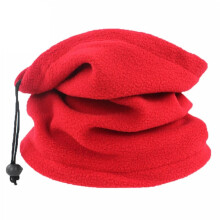 Fleece Neck Warmer with Ear Cover, Adjustable Polar Fleece Gaiter for Winter Cycling Running Skiing Red
