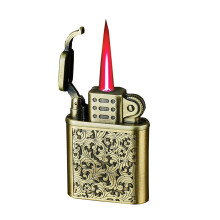Windproof Butane Lighter with Adjustable Blue Flame, Durable Metal Torch for Outdoor Use, Gift for Dad