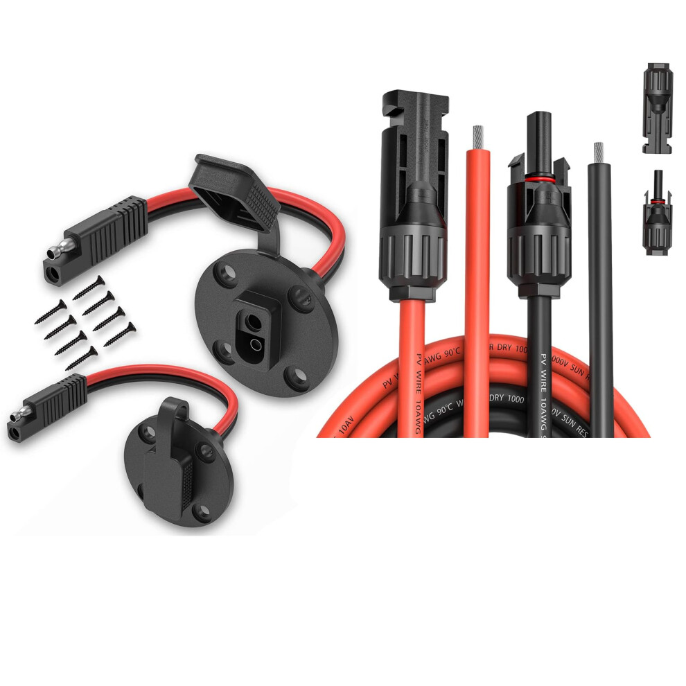 Sae Power Socket Sidewall Port Connector 12Awg With 30Ft 10Awg Solar Extension Cable For Rv 9771547025474