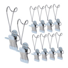 10pcs Sky Blue Metal Hanging Clips with 360 Swivel Hook, Stainless Steel Clothespins for Laundry Towels and Camping