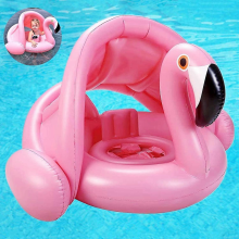 Koło do pływania dla niemowląt Flamingo z osłoną przeciwsłoneczną, pomoc do pływania dla niemowląt, nadmuchiwane koło do pływa