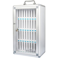 36Slot Wall Mounted Aluminum Alloy Cell Phone Storage Cabinet with Secure Lock and Clear Front (Silver)