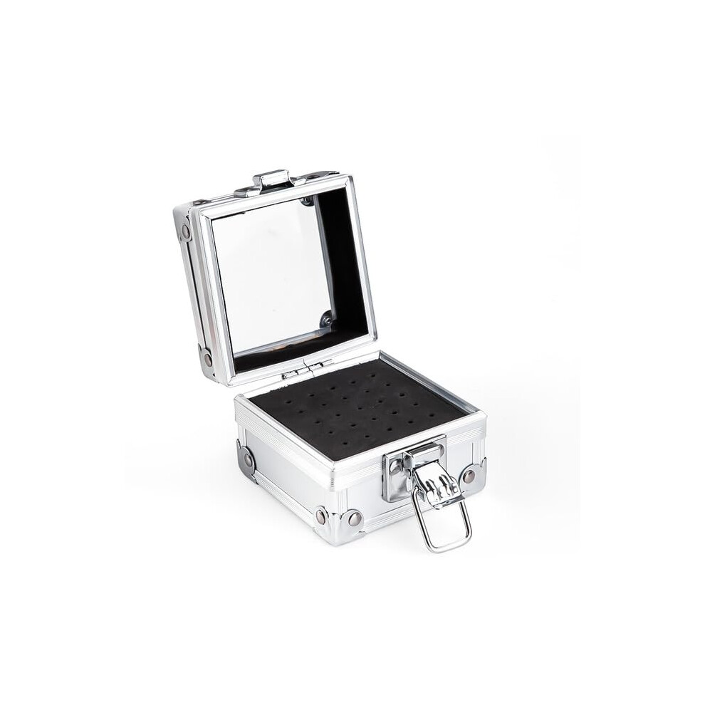 Silver 25 Slot Aluminum Nail Drill Bit Holder Organizer Â Professional Salon Display Storage Box