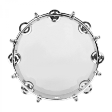 Tamburină cu două rânduri pentru adulți și copii, tamburină de percuție portabilă cu clopote metalice, instrument de percuție din piele tra