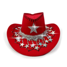 Praktische Filz-Cowboyhüte mit festlicher Fünf-Zacken-Sternverzierung, bequemes Unisex-Western-Accessoire für Weihnachten, mehrfarbig