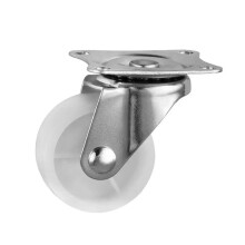2.5 Inch White PP Stem Caster Wheels 5 Pack for Furniture or Appliance Smooth Rolling Flat Tread