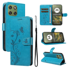 Kompatibel mit Motorola Edge 70 5G: Handyhülle aus PU-Leder mit Blumenmuster, Brieftaschen- und Standfunktion sowie Tragegurt -H