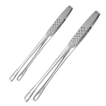 1 Set Stainless Steel Food Tongs with Non Slip Handle, Slotted Cooking Tongs for Grill and Outdoor Use