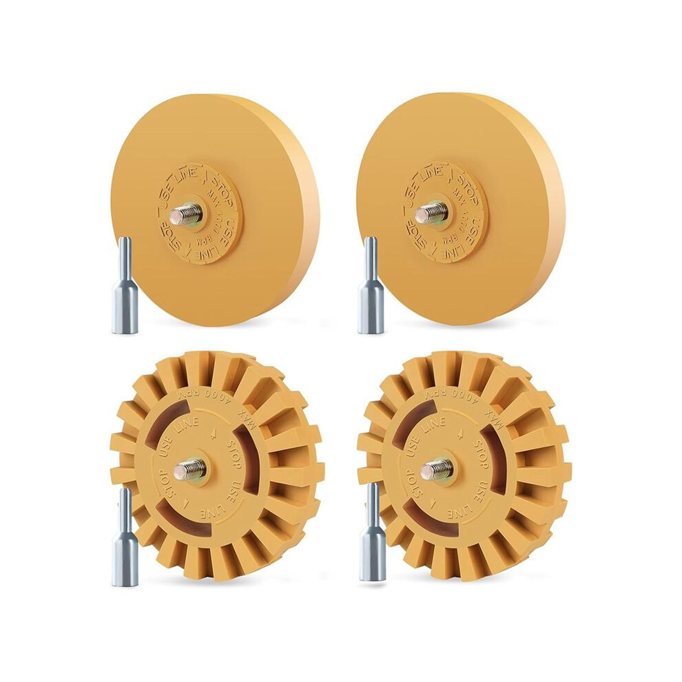 4 Pack Eraser Wheel Decal Remover Without Damaging Car Paint 4In Adhesive Rubber Wheel With Drill Adapter 6032890591263