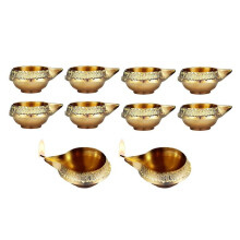 10 Pcs Kuber Diya for Diwali Decoration Alloy Metal Oil Lamp Traditional Diwali Diya Vilakku for Puja Pooja India