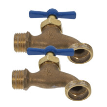 2Pcs Antique Brass Garden Faucet Flow Wall Mounted Outdoor Hose Tap with Leak‑Resistant Design