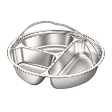 Multi Section Steam Tray With Double Handle Stainless Steel-3