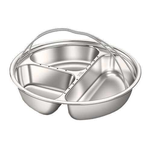Multi Section Steam Tray With Double Handle Stainless Steel-3