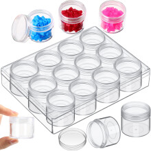 Clear Bead Organizer Set 12 Pcs Plastic Storage Containers for Jewelry and Crafts 1.5 x 1.5 x 1.38 In