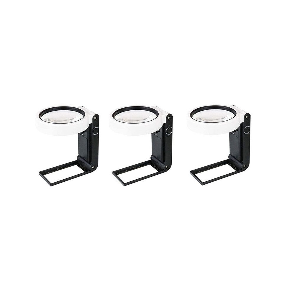 Brecantia Light 3Pcs Magnifying Glass With And Stand, Hands Free Handheld 6X 25X Adjustable Folding Magnifier With Led Ed