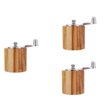 3X Pepper Mill, Hand Crank Wood Pepper Grinder with Classic Handle and Adjustable Ceramic Rotor
