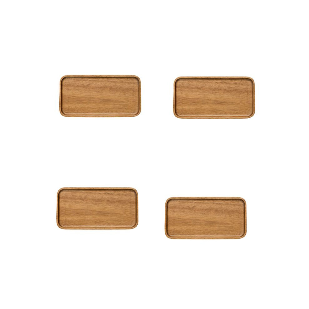 Brecantia 4X Acacia Serving Tray, Rectangular Solid Wood Flat Bottom Plate, Fruit Plate, Saucer, Tea Tray, Dessert Plate-Small